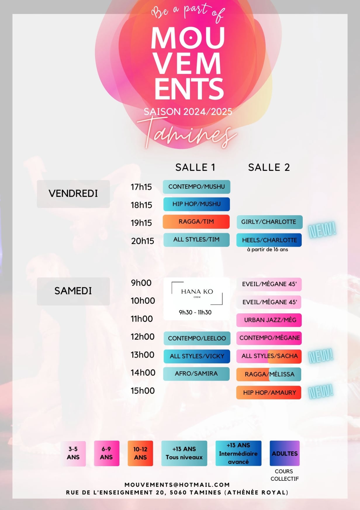Tamines 2 - Horaires - Mouvements ASBL